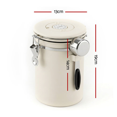 5-Star Chef 1.8L Stainless Steel Coffee Bean Storage Container Coffee Canister
