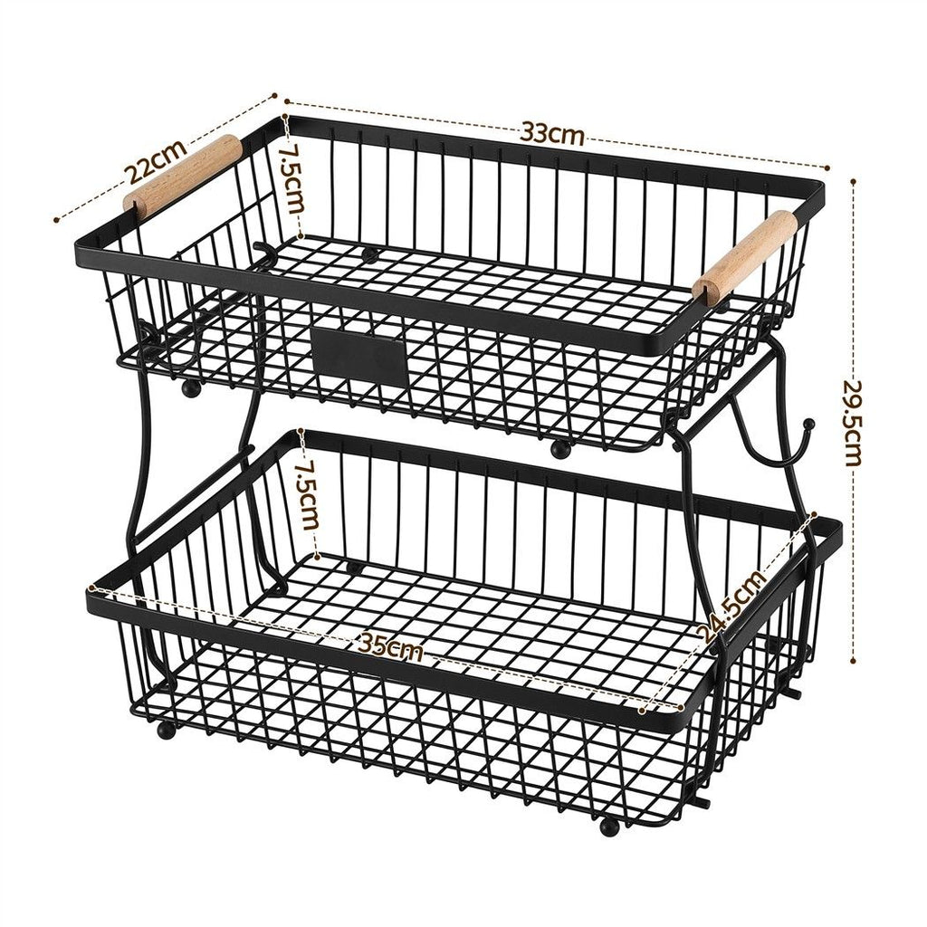 5-Star Chef 2 Tier Fruit Basket Bowl Detachable Kitchen Food Storage Stand