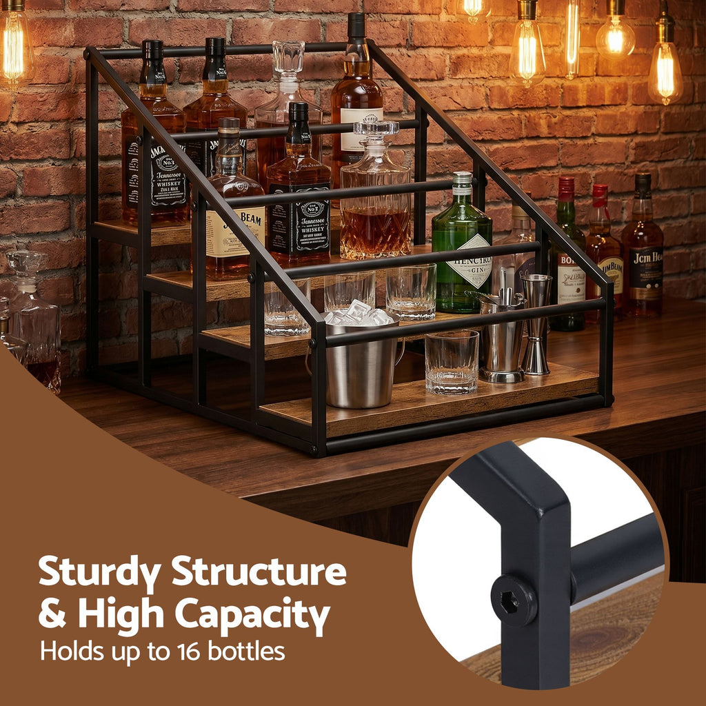 Artiss Wine Rack 4-Tier 16 Bottle Holder Freestanding Storage Stand Black Wood