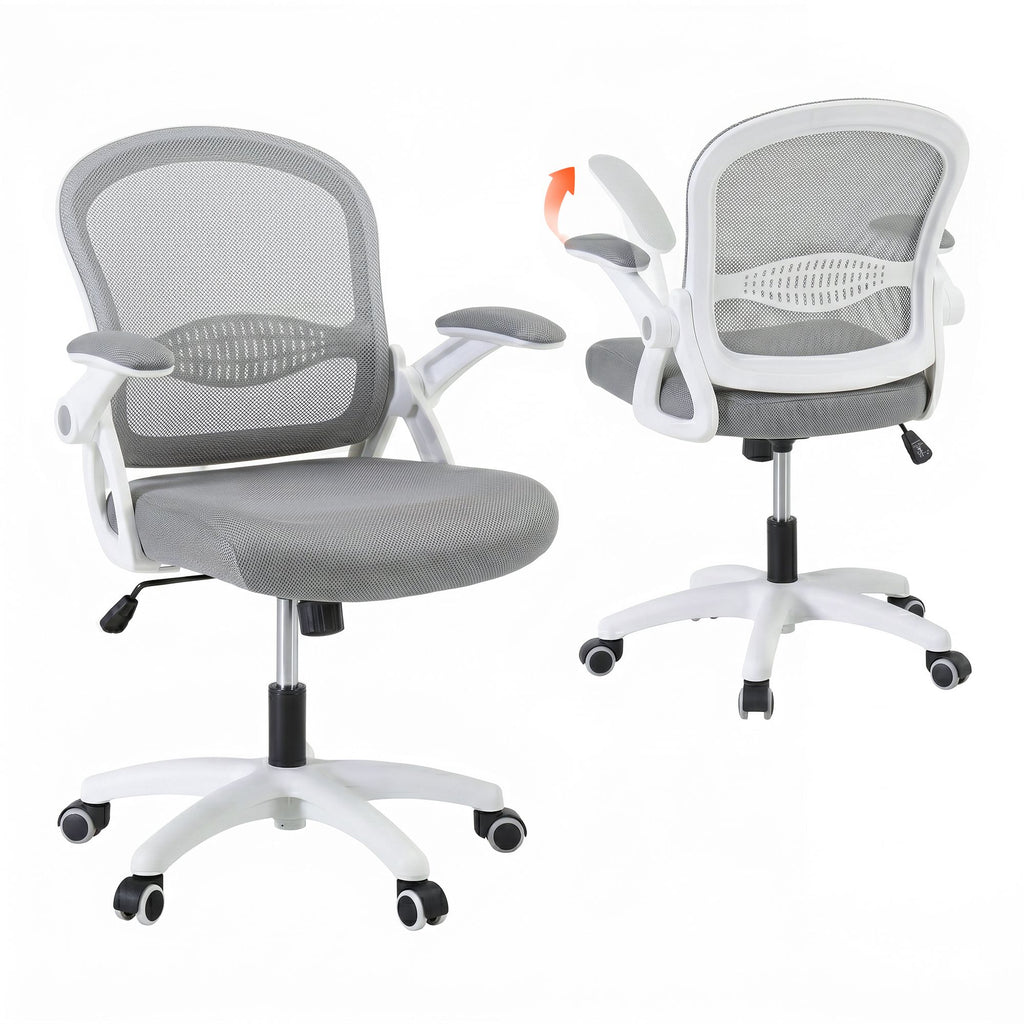 Artiss Computer Desk & Ergonomic Office Chair Set 120cm Home Office Study Desk with 3 Drawers & 3 Shelves, Mesh Computer Chair with Flip-Up Armrests