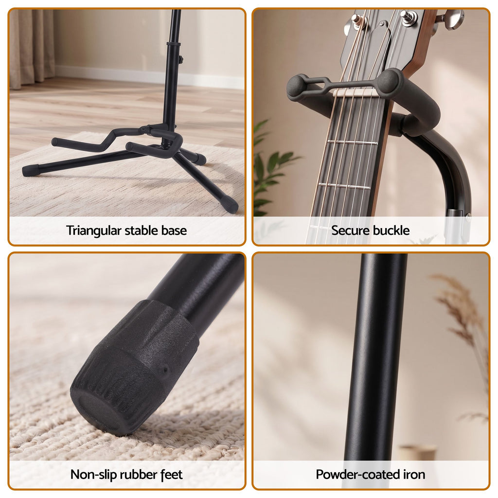 Guitar Stand Folding Adjustable Instrument Holder Rack Acoustic Electric Bass