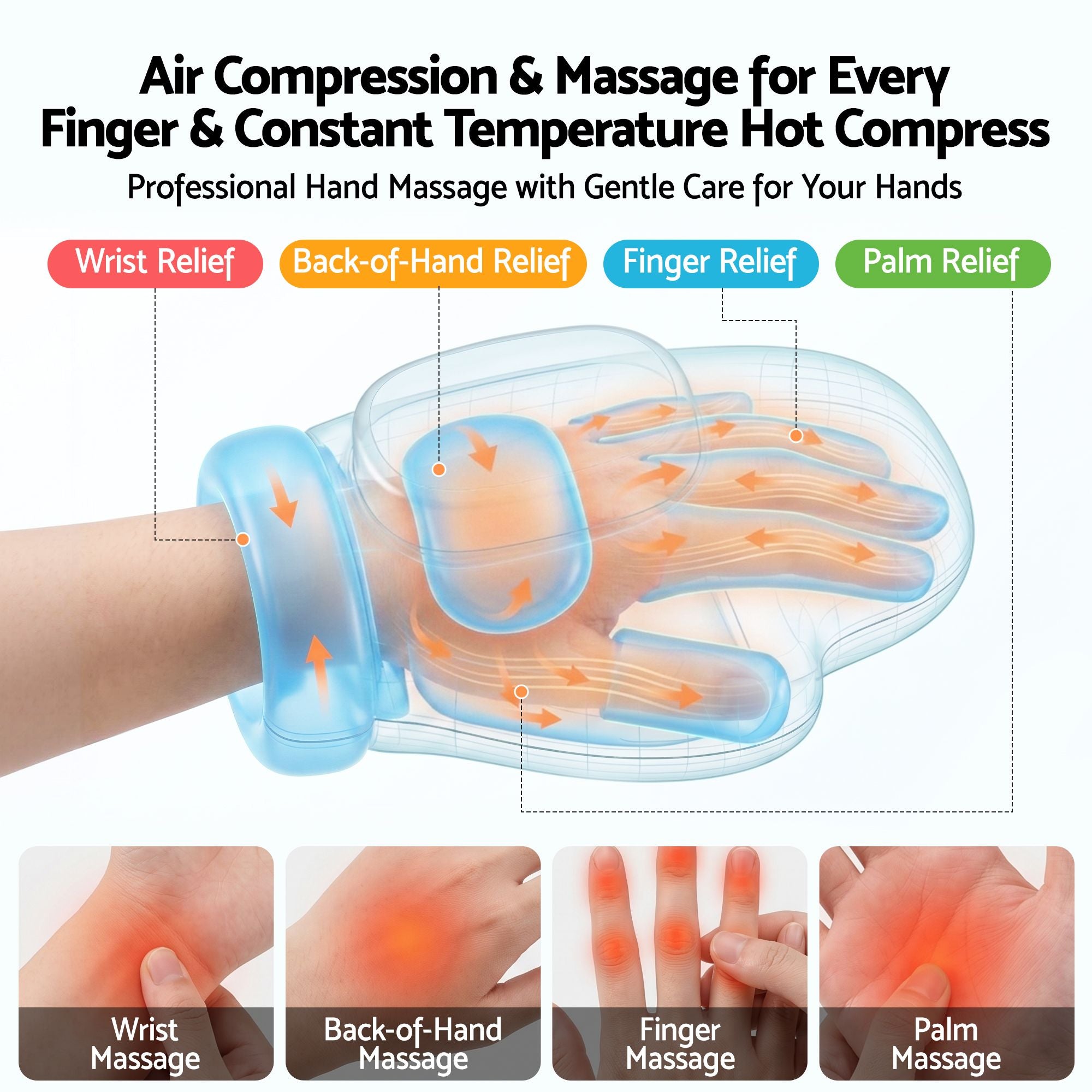 Livemor Hand Massager Heat Compression Arthritis Carpal Tunnel 5 Levels