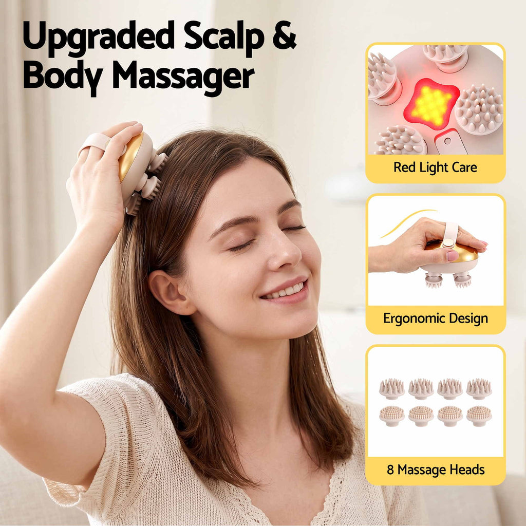 Livemor Scalp Massager Kneading Rechargeable Waterproof Head Shower Massage
