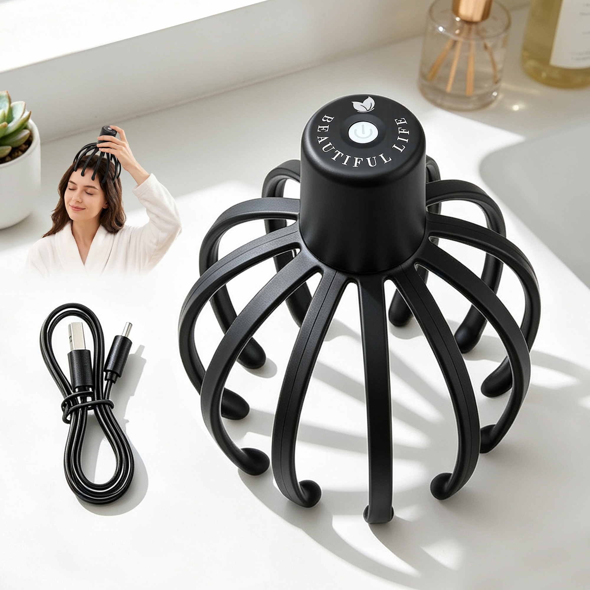Livemor Head Massager Electric Scalp 360 Cordless Portable 3 Modes