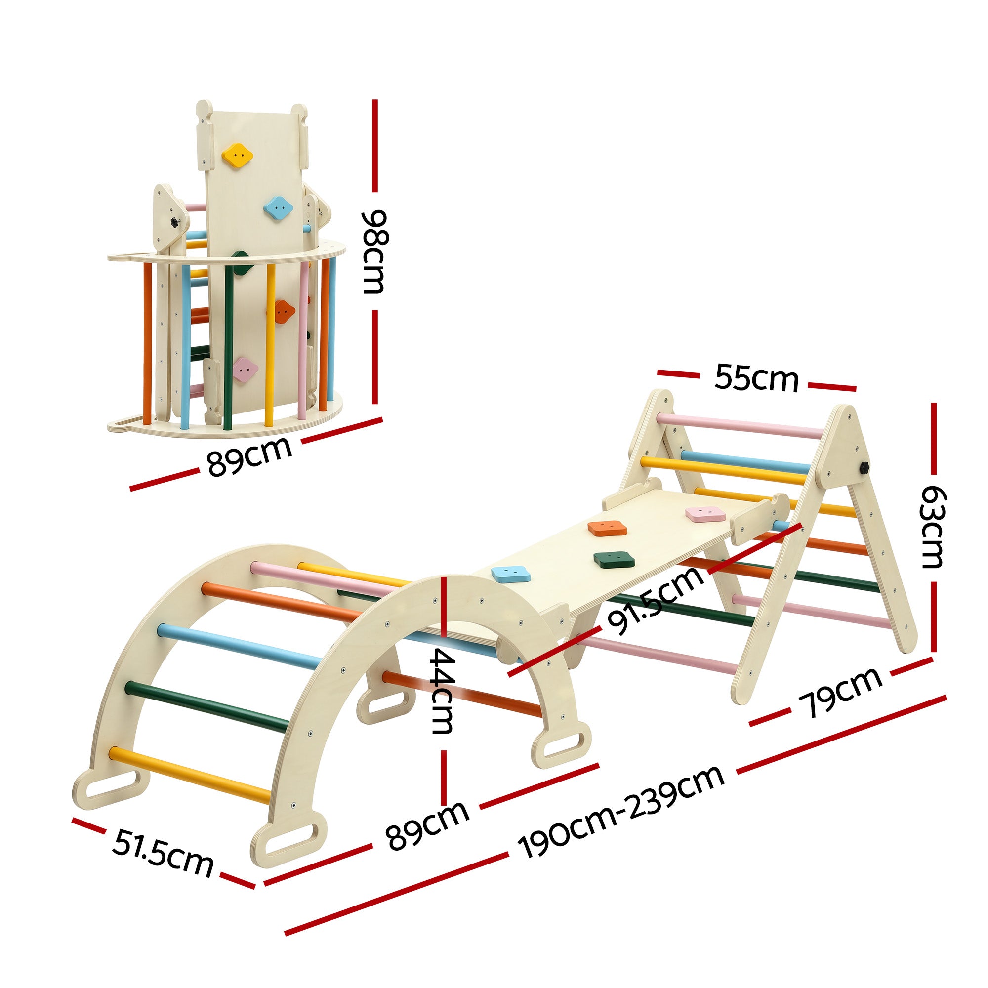 Keezi Kids Pikler Triangle Climber Set with Slide Arch Indoor Outdoor Toddler
