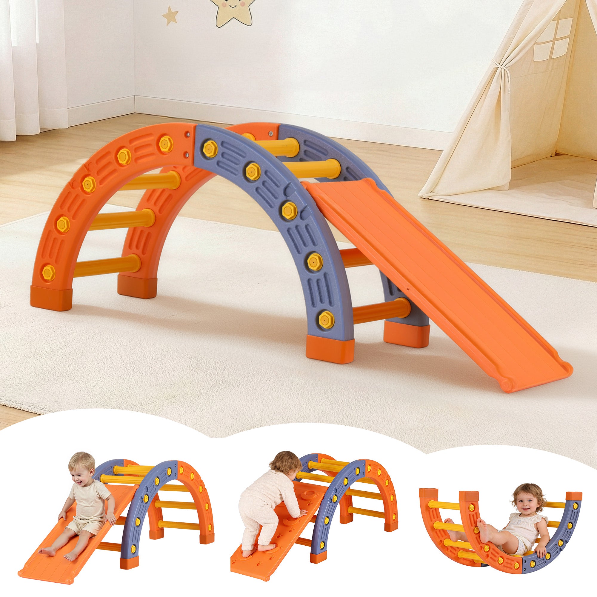 Keezi Kids Pikler Arch Climber Set with Slide Indoor Outdoor Toddler Toys