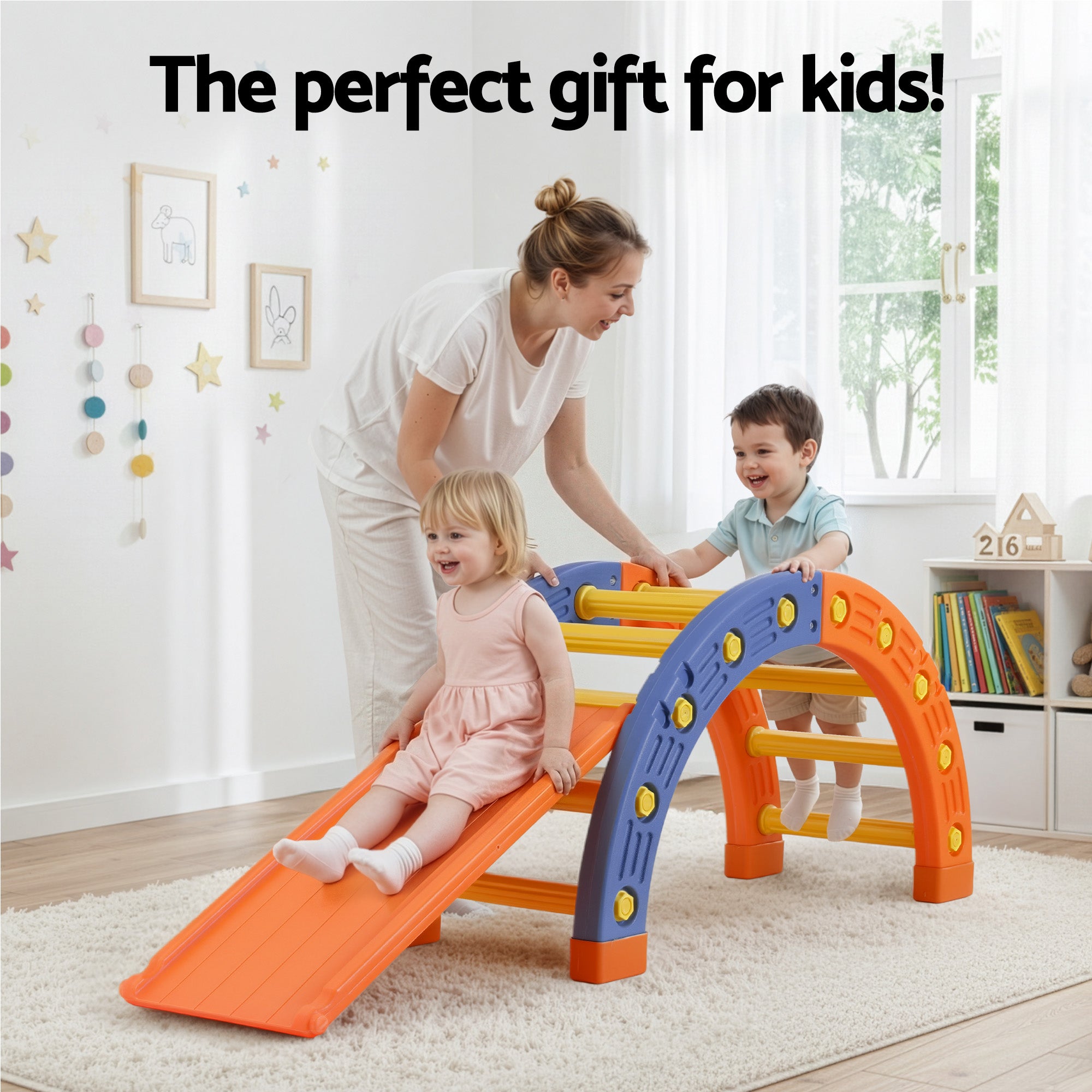 Keezi Kids Pikler Arch Climber Set with Slide Indoor Outdoor Toddler Toys