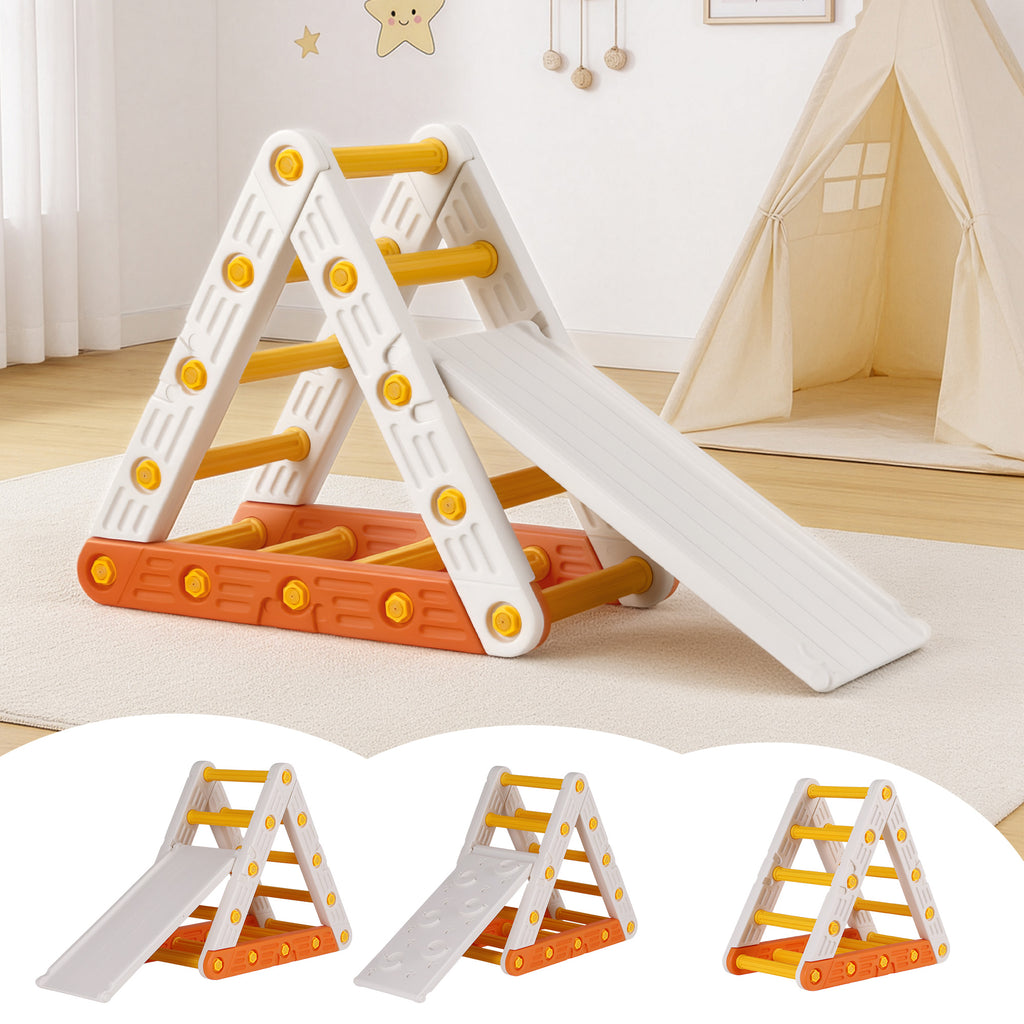 Keezi Kids Pikler Triangle Climber Set with Slide Indoor Outdoor Toddler Toys
