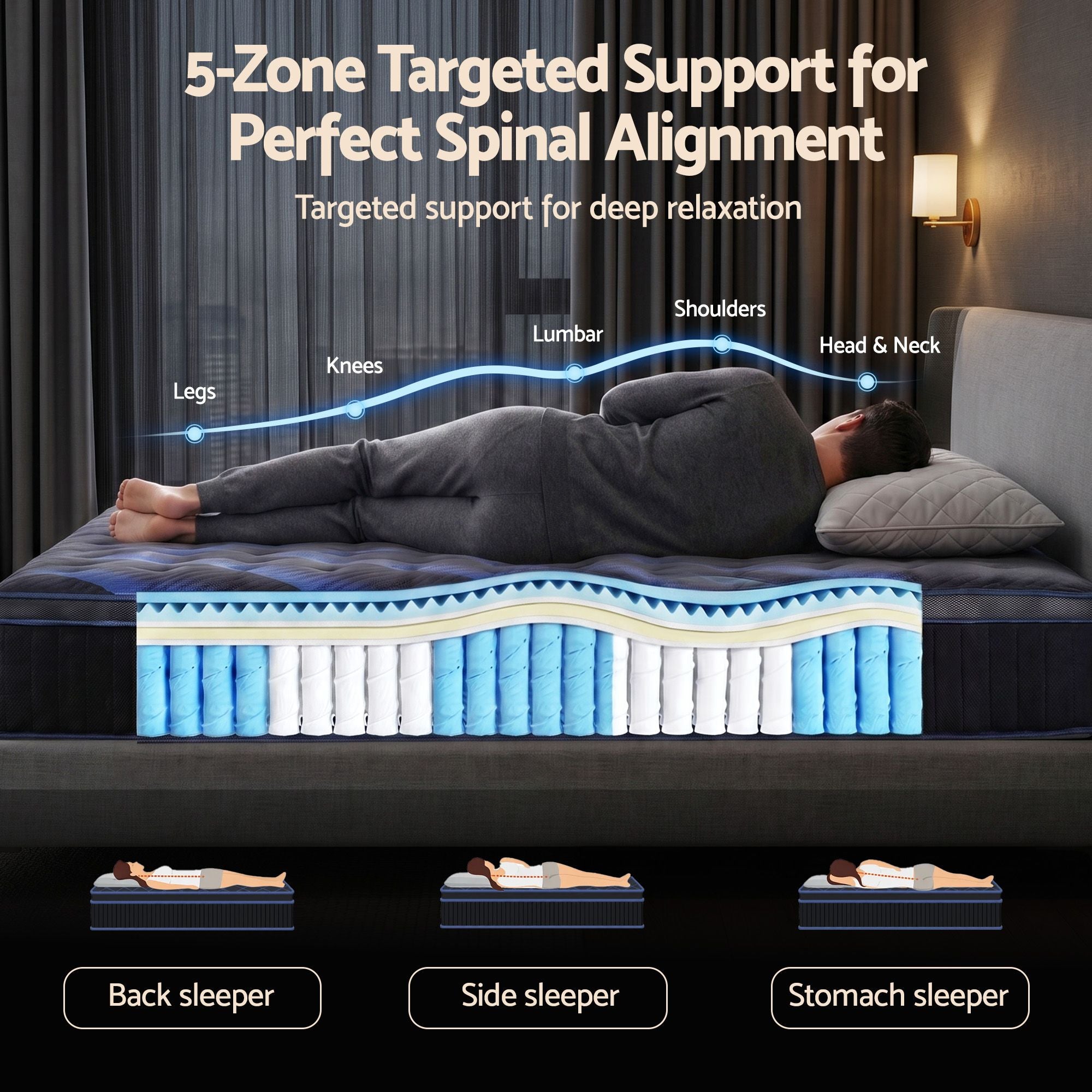 Giselle 34cm King Hybrid Mattress with Cooling Gel Memory Foam and Edge Support