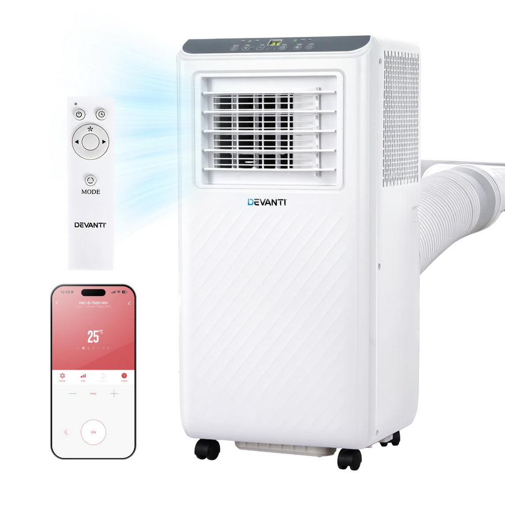 Devanti Portable Air Conditioner 7000BTU 3-in-1 Cooler Dehumidifier Fan Remote