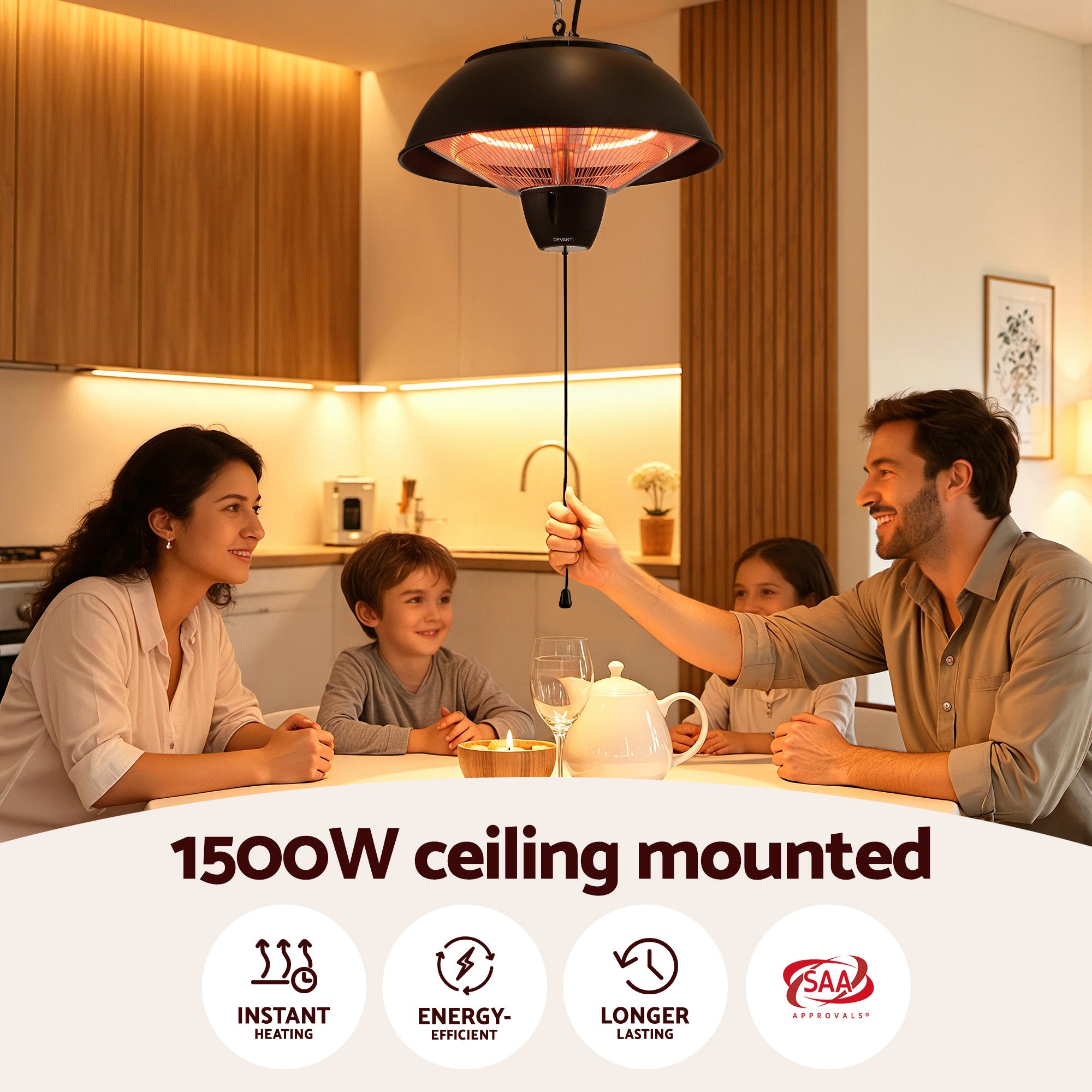 Devanti Electric Patio Heater 1500W Infrared Ceiling Mount Outdoor Strip Remote