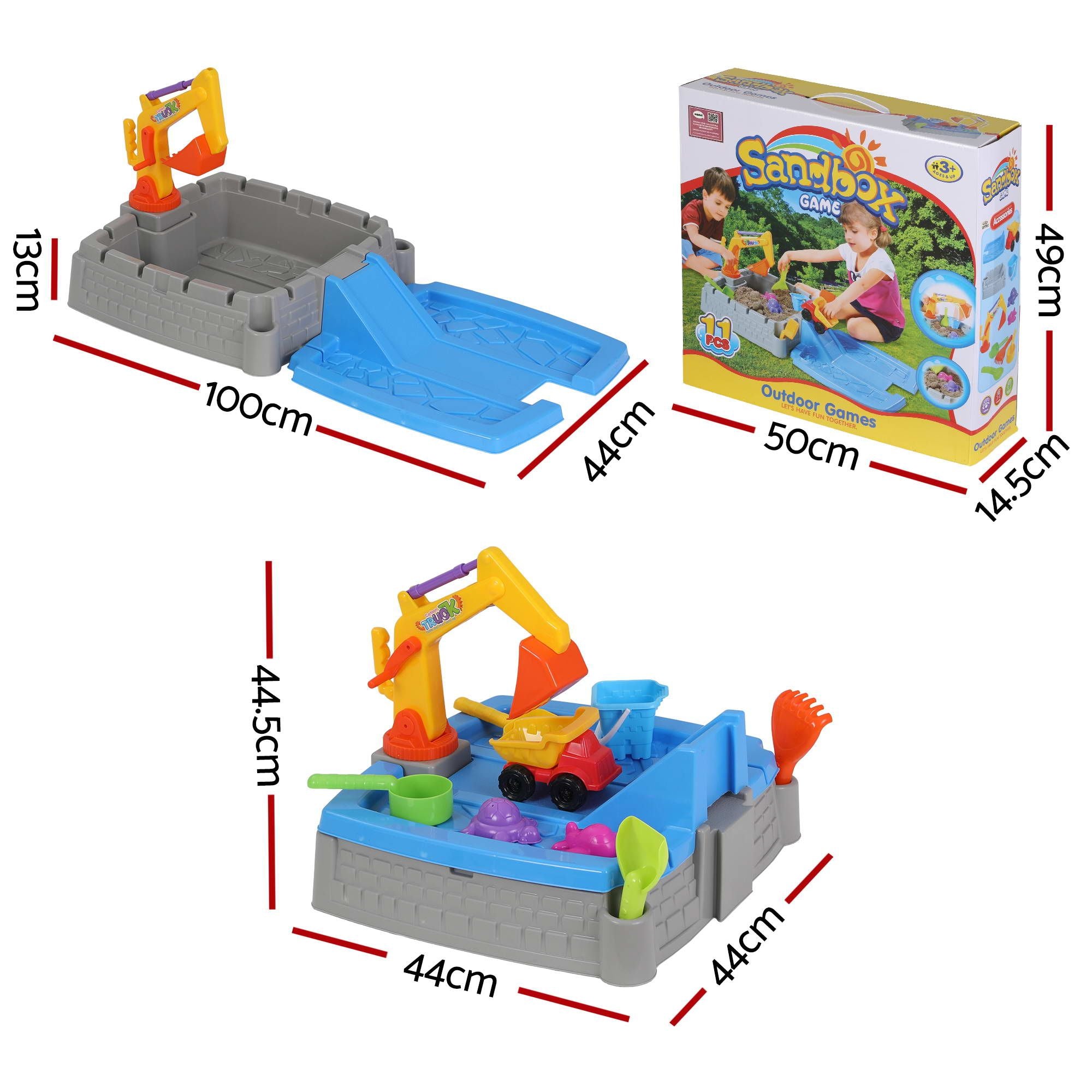Keezi 2-in-1 Kids Sandpit Water Table Excavator Digger Sensory Play Toys