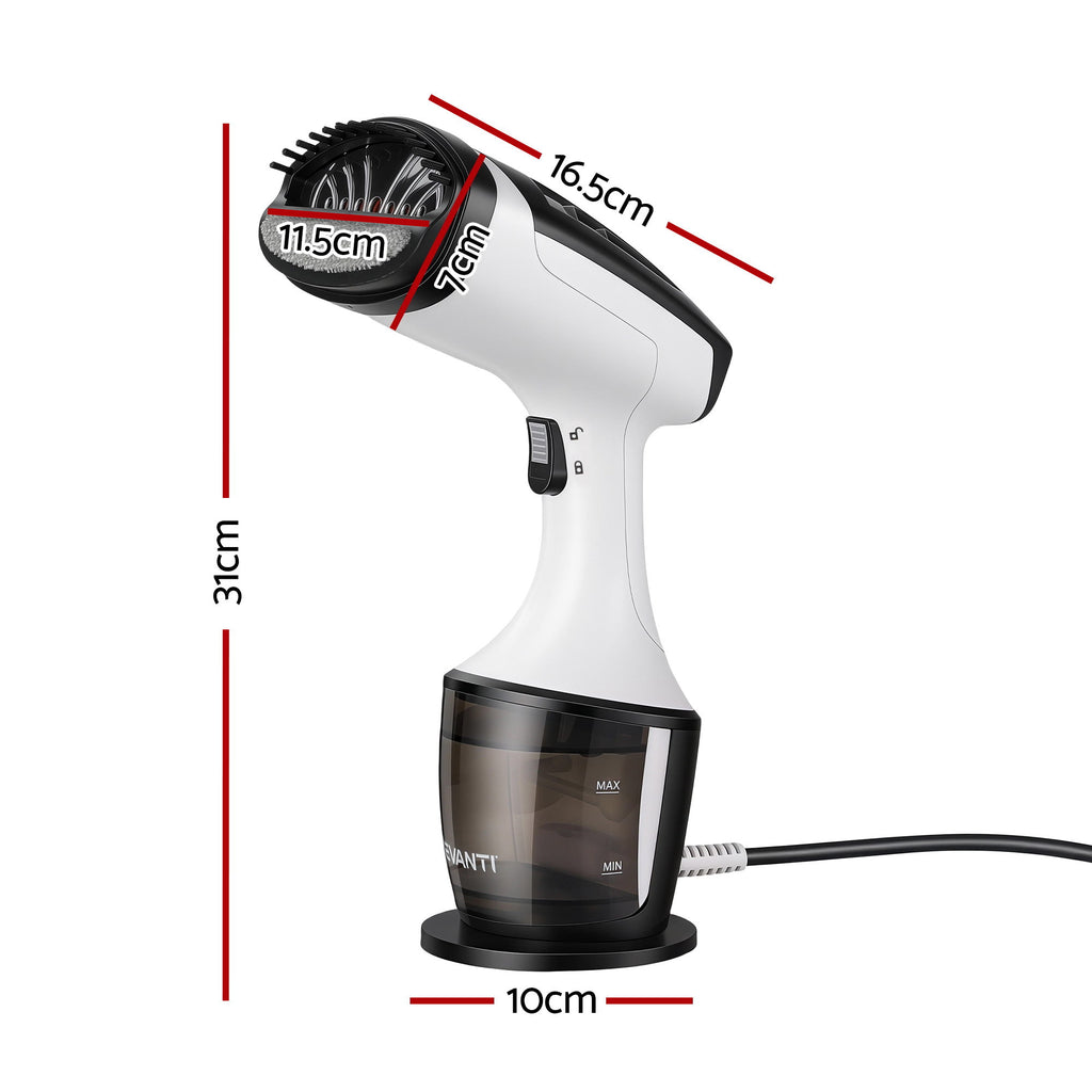 Devanti Clothes Steamer, 1500W Powerful Fast 30s Heat-Up Continuous Steam Lock 160ml Tank Fabric Brush Portable Handheld Steam Iron for Home Travel Business Trip