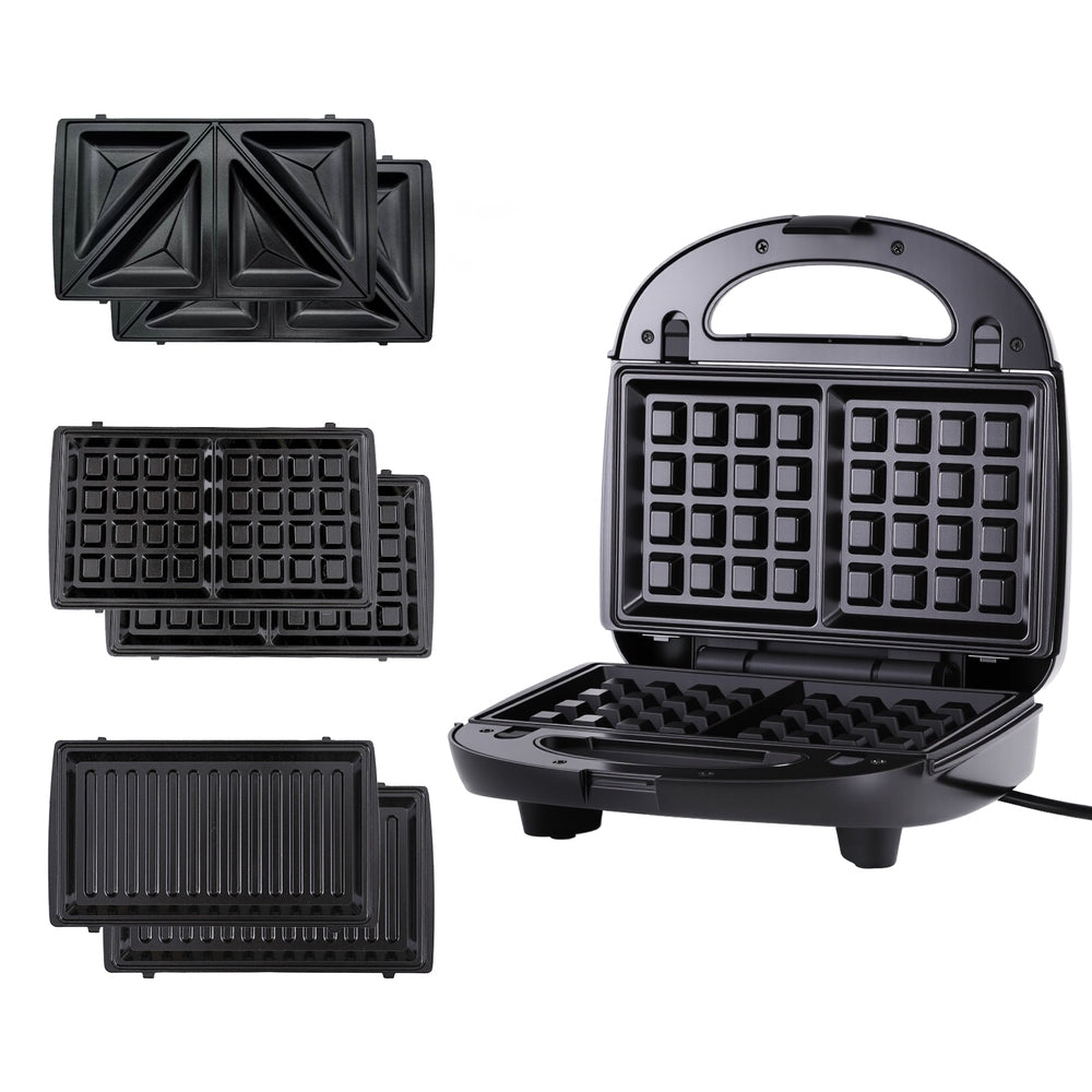 Devanti Sandwich Press 3-in-1 Waffle Maker Panini Grill 850W Non-Stick Plates