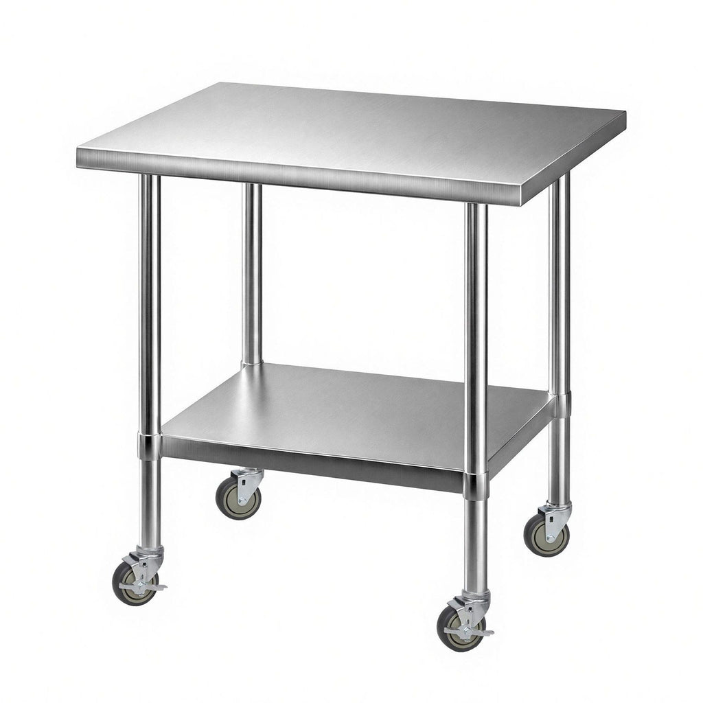 Cefito 914x762mm Stainless Steel Kitchen Bench w/ Splashback Work Table Prep Bench Commercial 430