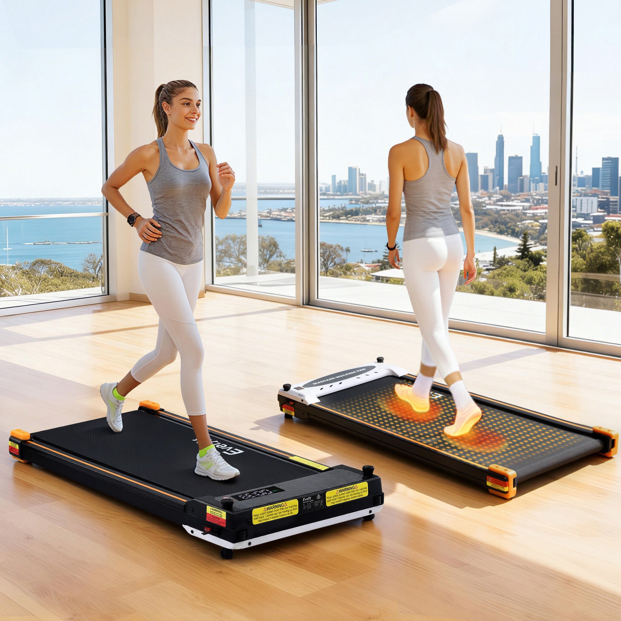 Everfit Walking Pad Treadmill 2 Sided with Massage Function 380mm Black