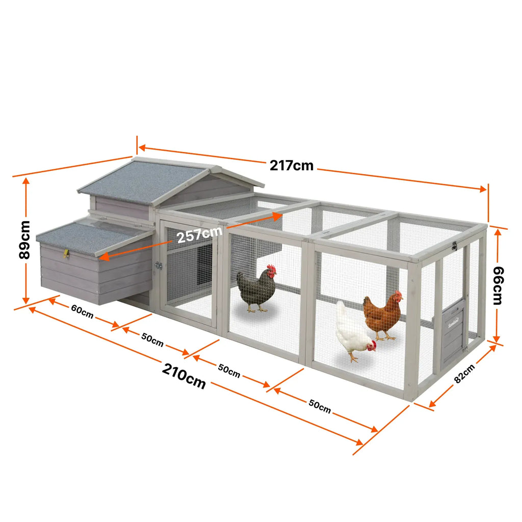Samland Wooden Chicken Coop with Run Outdoor Waterproof Hen House Large