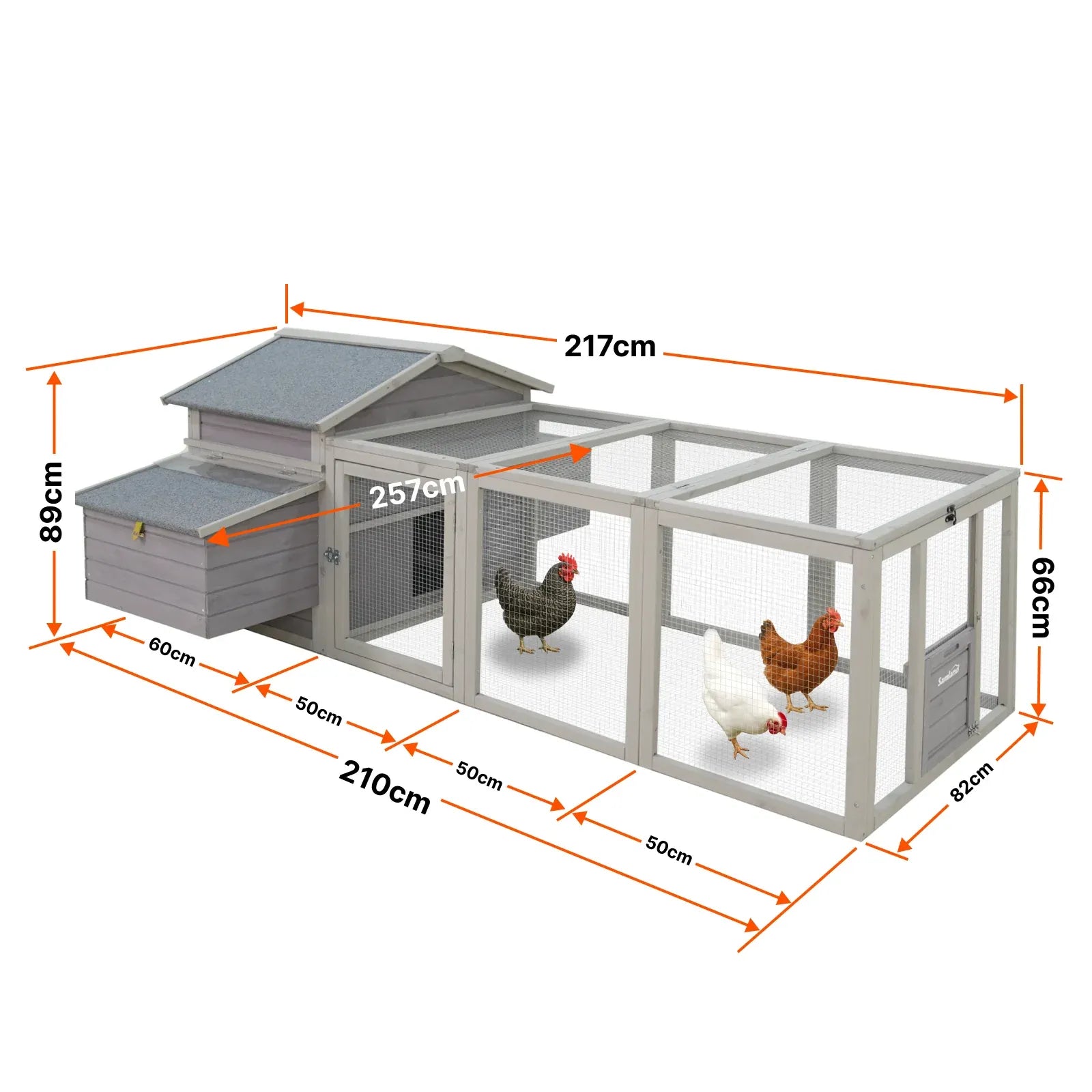 Samland Wooden Chicken Coop with Run Outdoor Waterproof Hen House Large