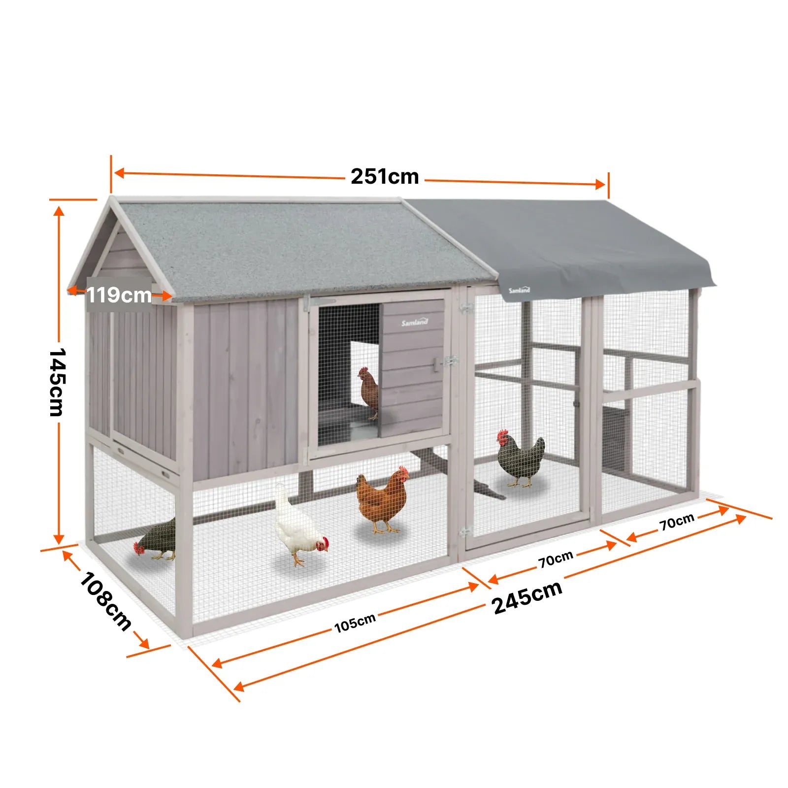 XL Wooden Chicken Coop Large Run Nesting Boxes Waterproof Backyard Hen House