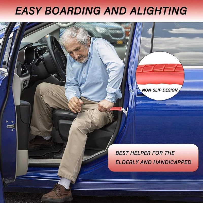 Auto Cane Portable Vehicle Support Handle, Car Door Assist Bar, Supports up to 300 Pounds, Car Door Handle for Elderly(1, Red)