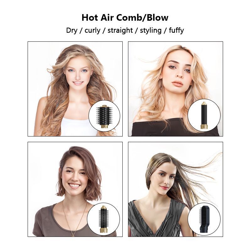 5-in-1 hair dryer, hair styling tool, hot air comb, straightening and curling, automatic curling iron, high-speed motor, Australian hair care, multifunction hair brush - Black - Size 6