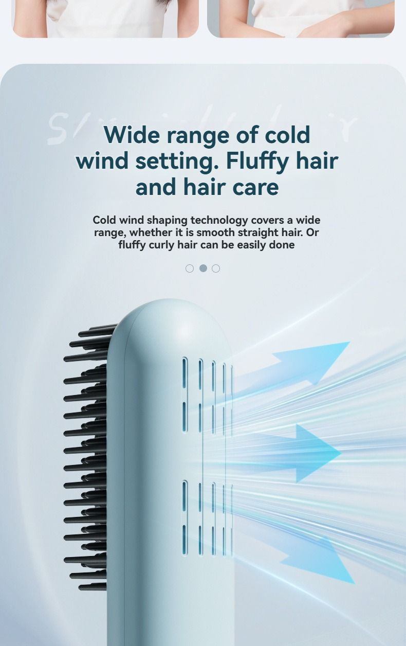 wireless hair comb, cold air hair comb, straightening comb, curling comb, hair styling tool, portable hair comb, Australia hair tool, rechargeable hair comb, travel hair straightener, versatile hair styler - Beige - Size E