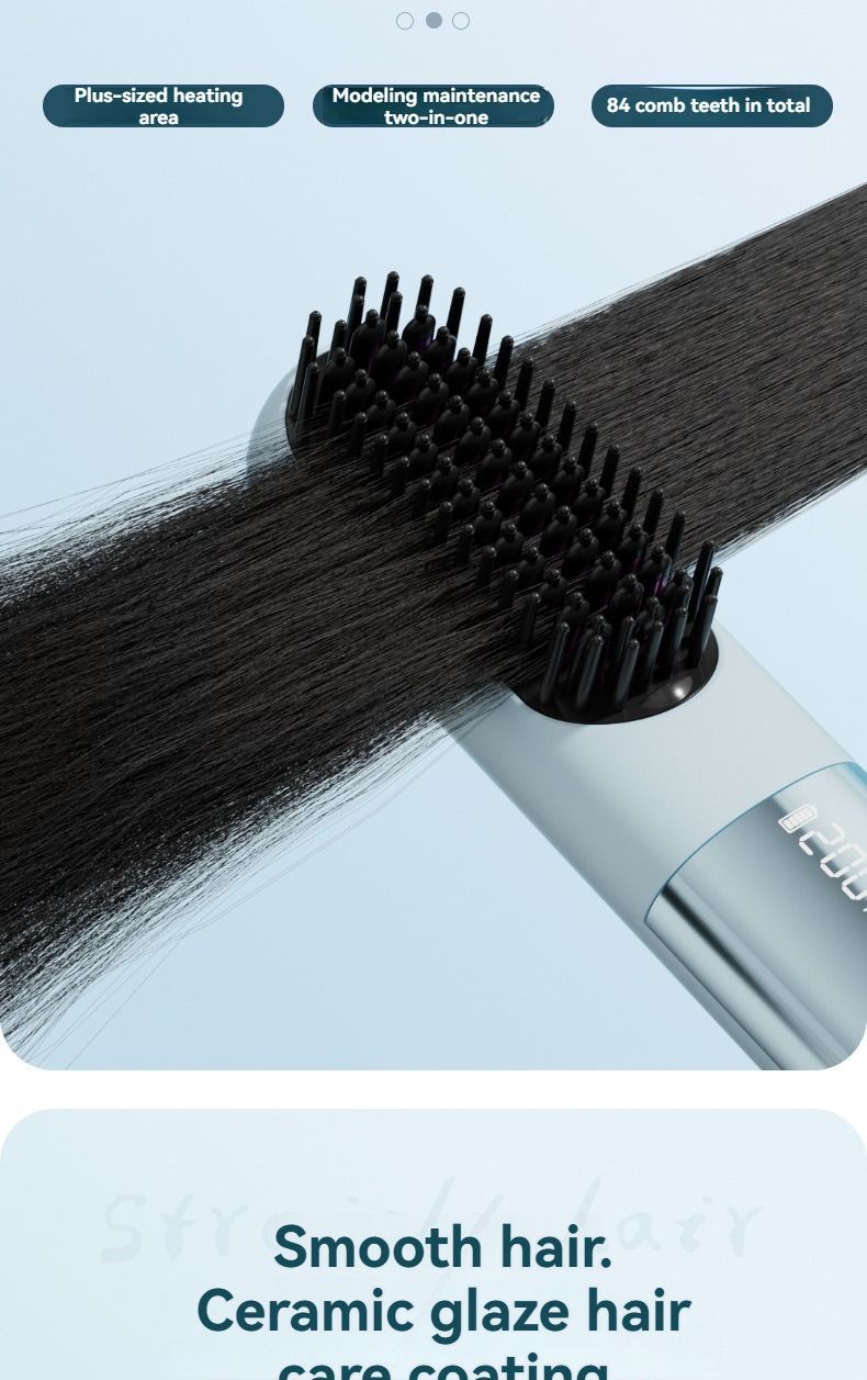 wireless hair comb, cold air hair comb, straightening comb, curling comb, hair styling tool, portable hair comb, Australia hair tool, rechargeable hair comb, travel hair straightener, versatile hair styler - Beige - Size E