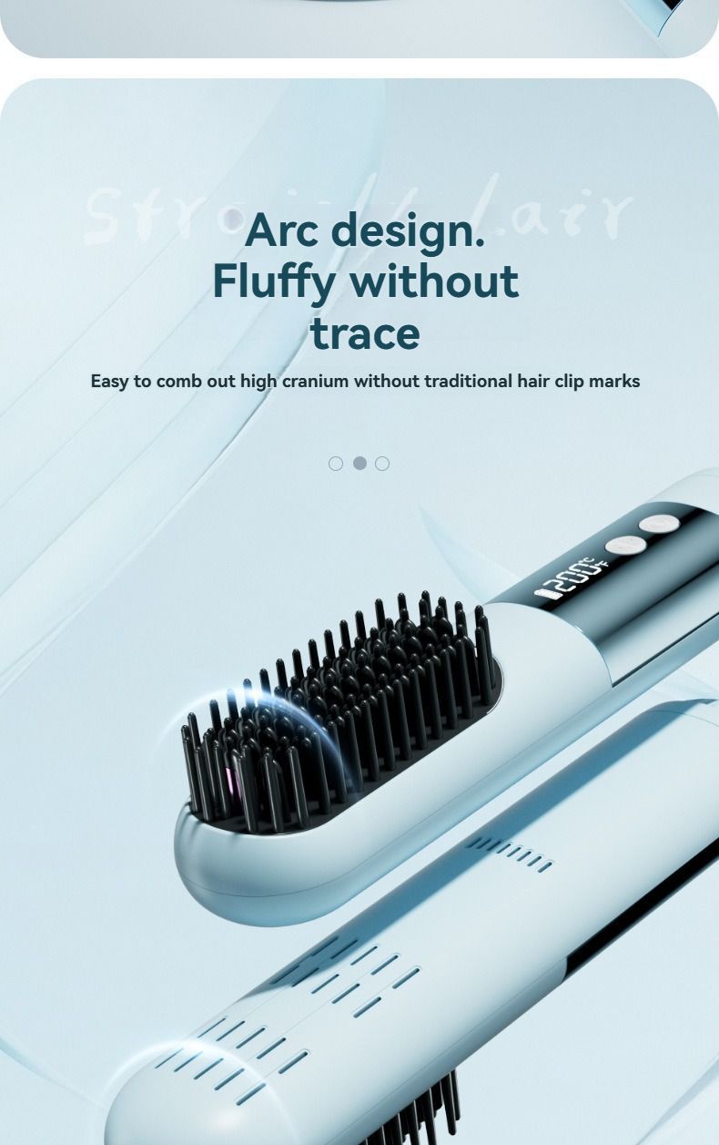 wireless hair comb, cold air hair comb, straightening comb, curling comb, hair styling tool, portable hair comb, Australia hair tool, rechargeable hair comb, travel hair straightener, versatile hair styler - Blue - Size E
