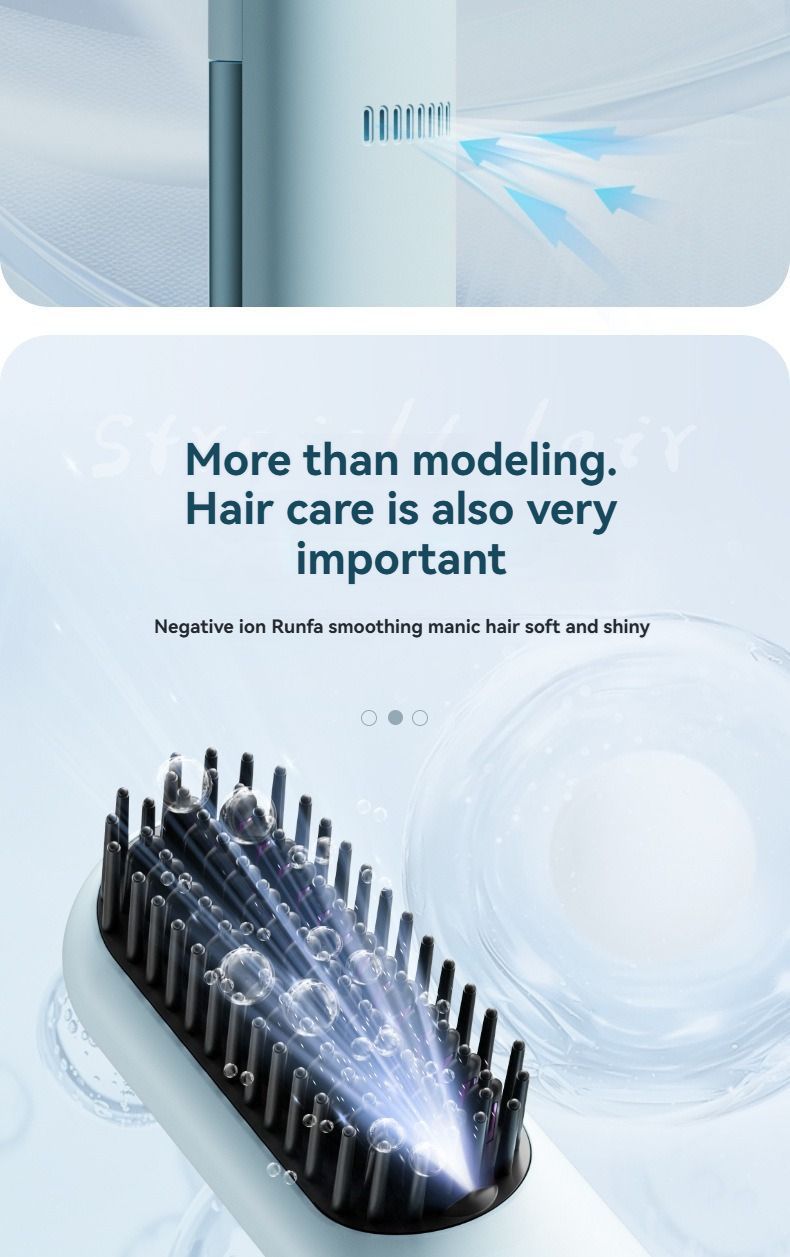wireless hair comb, cold air hair comb, straightening comb, curling comb, hair styling tool, portable hair comb, Australia hair tool, rechargeable hair comb, travel hair straightener, versatile hair styler - Blue - Size E