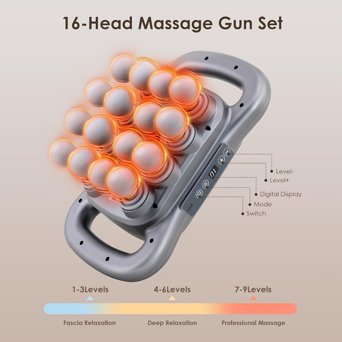 Massage Gun 16 Head Deep Tissue Percussion Muscle Massager 9 Speed Starry Sky