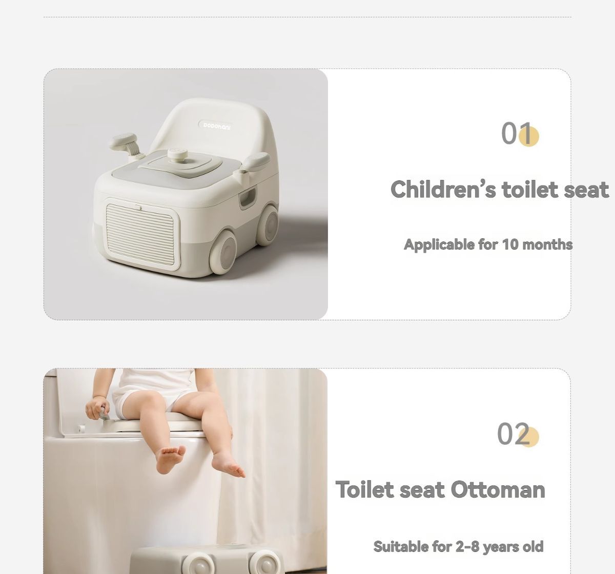 baby portable toilet, potty training, weaning off diapers, soft PU cushion, night-light, bathroom accessories, Australian market, toddler toilet seat - Monet Grey - Size Three