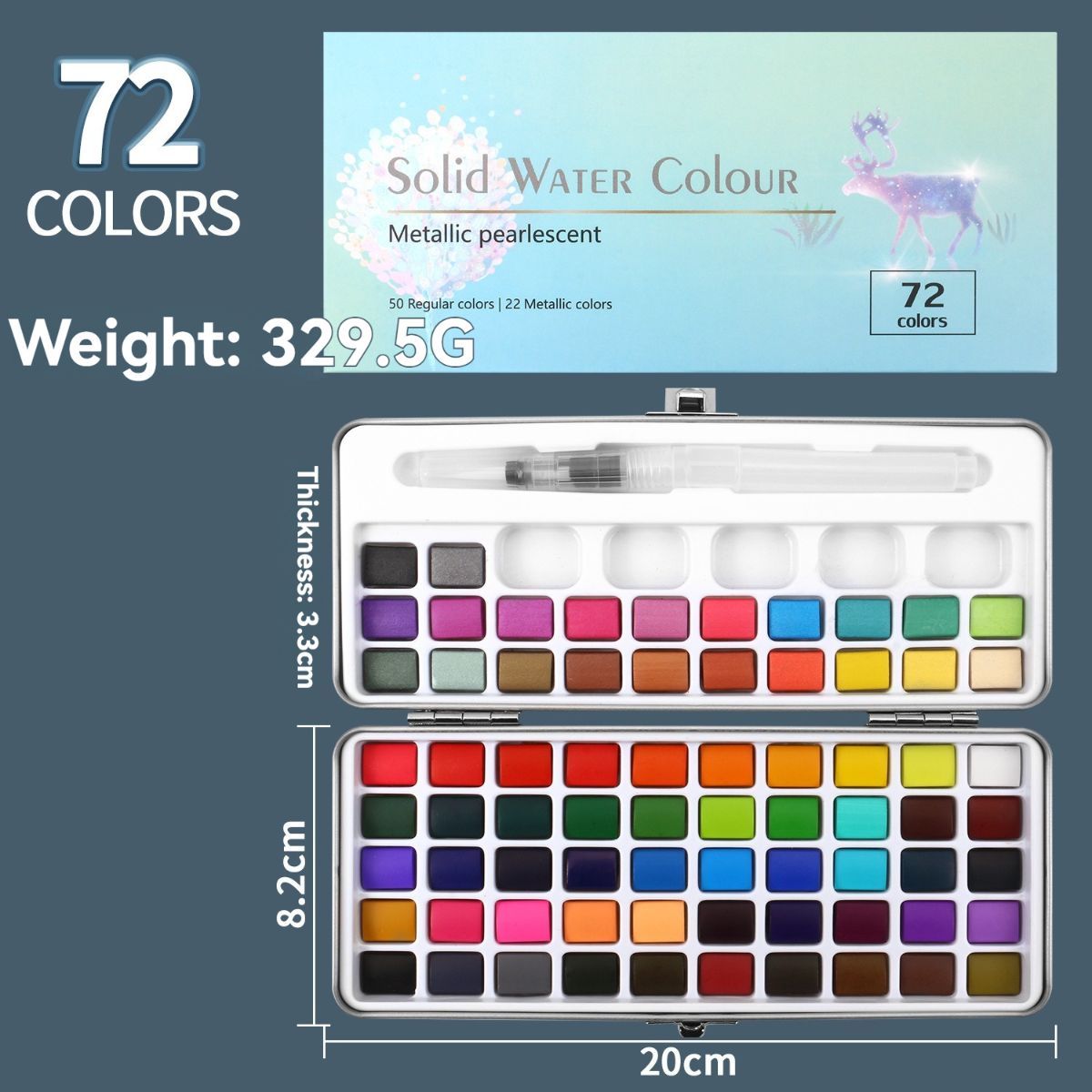 solid water colour paint set, watercolour painting supplies, art supplies, multiple colour options, painting set, Australian artist supplies, watercolour kit, hobby paints - Multi-color - Size 168Color