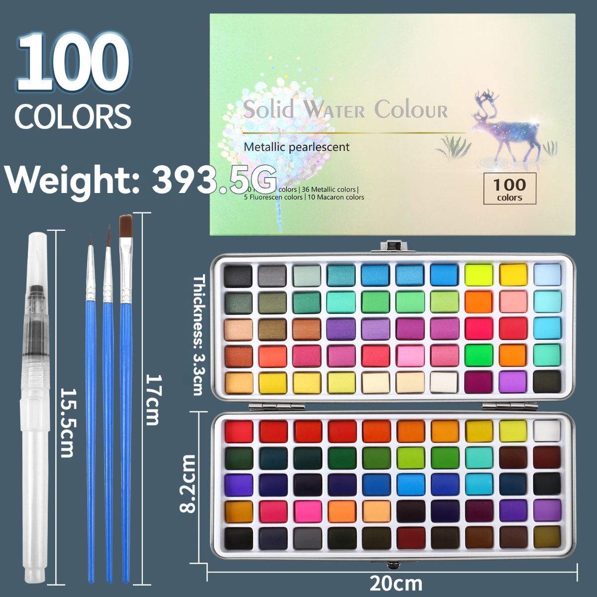 solid water colour paint set, watercolour painting supplies, art supplies, multiple colour options, painting set, Australian artist supplies, watercolour kit, hobby paints - Multi-color - Size 168Color