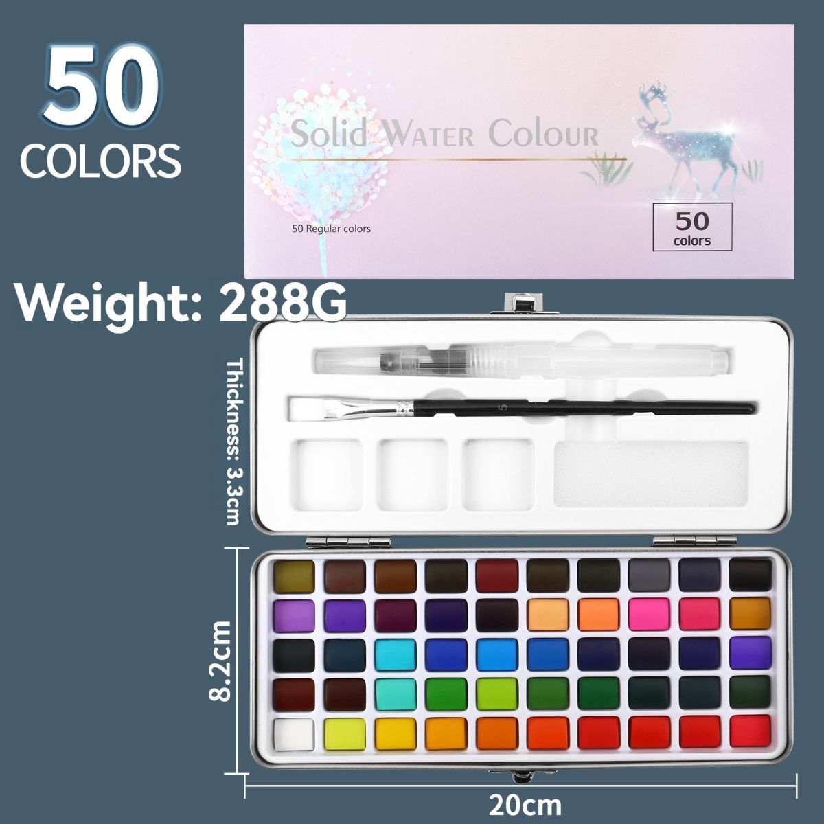 solid water colour paint set, watercolour painting supplies, art supplies, multiple colour options, painting set, Australian artist supplies, watercolour kit, hobby paints - Multi-color - Size 72Color