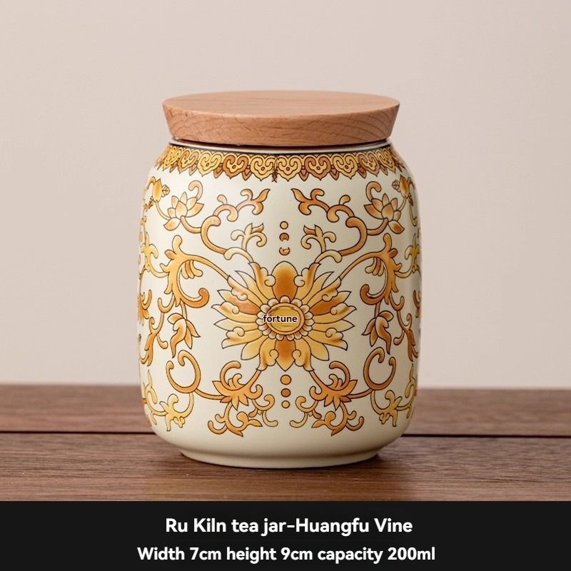 Ru Kiln tea jar, blue-and-white ceramic canister, airtight tea storage, floral tea container, Australian tea accessory - Cyan - Size 11