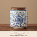 Ru Kiln tea jar, blue-and-white ceramic canister, airtight tea storage, floral tea container, Australian tea accessory - Cyan - Size 3