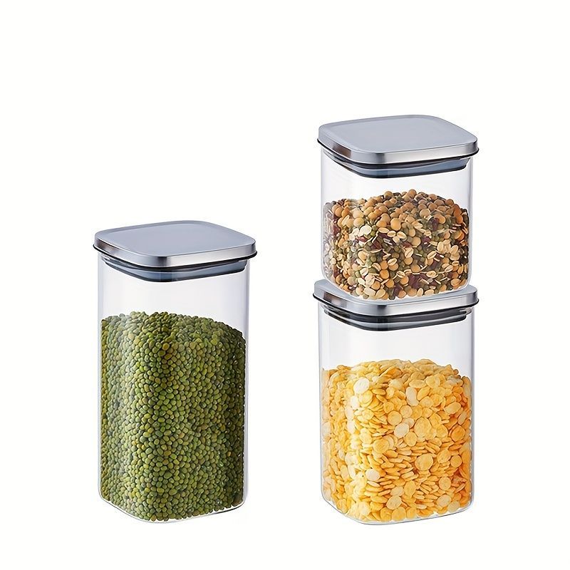 airtight storage jars, coffee bean jars, stainless steel lid, glass jars with lids, square canisters, pantry organisation, kitchen storage Australia - Clear - Size 2pcs-700ml