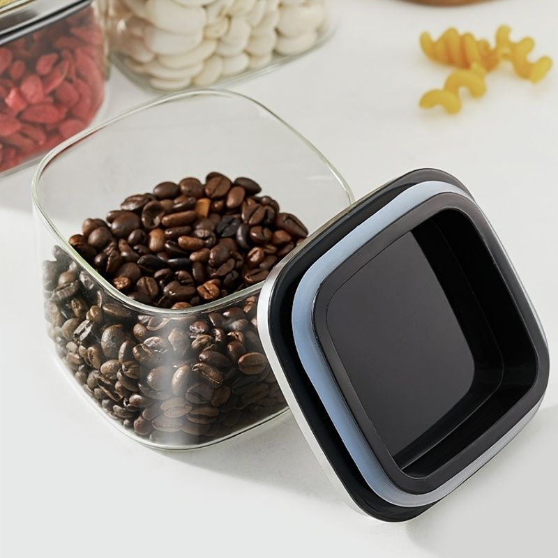 airtight storage jars, coffee bean jars, stainless steel lid, glass jars with lids, square canisters, pantry organisation, kitchen storage Australia - Clear - Size 2pcs-700ml
