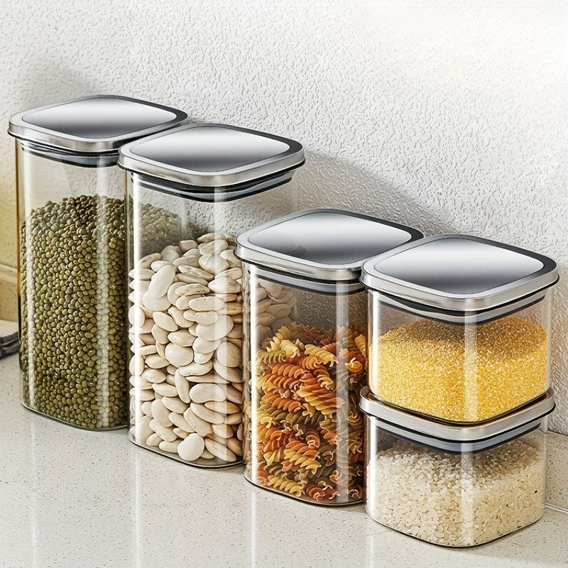 airtight storage jars, coffee bean jars, stainless steel lid, glass jars with lids, square canisters, pantry organisation, kitchen storage Australia - Clear - Size 2pcs-700ml