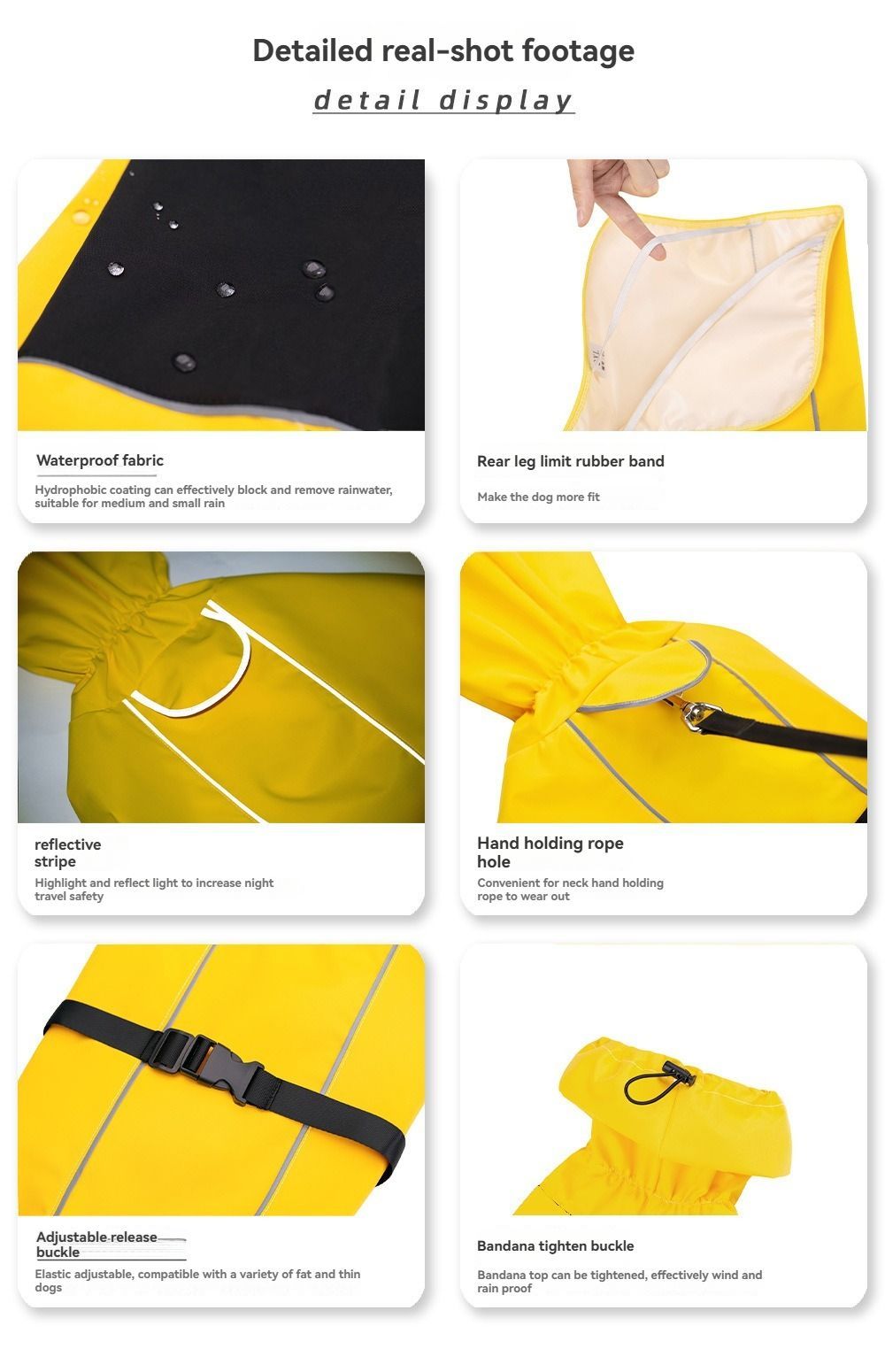 Waterproof Dog Poncho Reflective Dog Cape Dog Rainwear Pet Waterproof Clothing - Yellow - Size 2XL-8-12kg