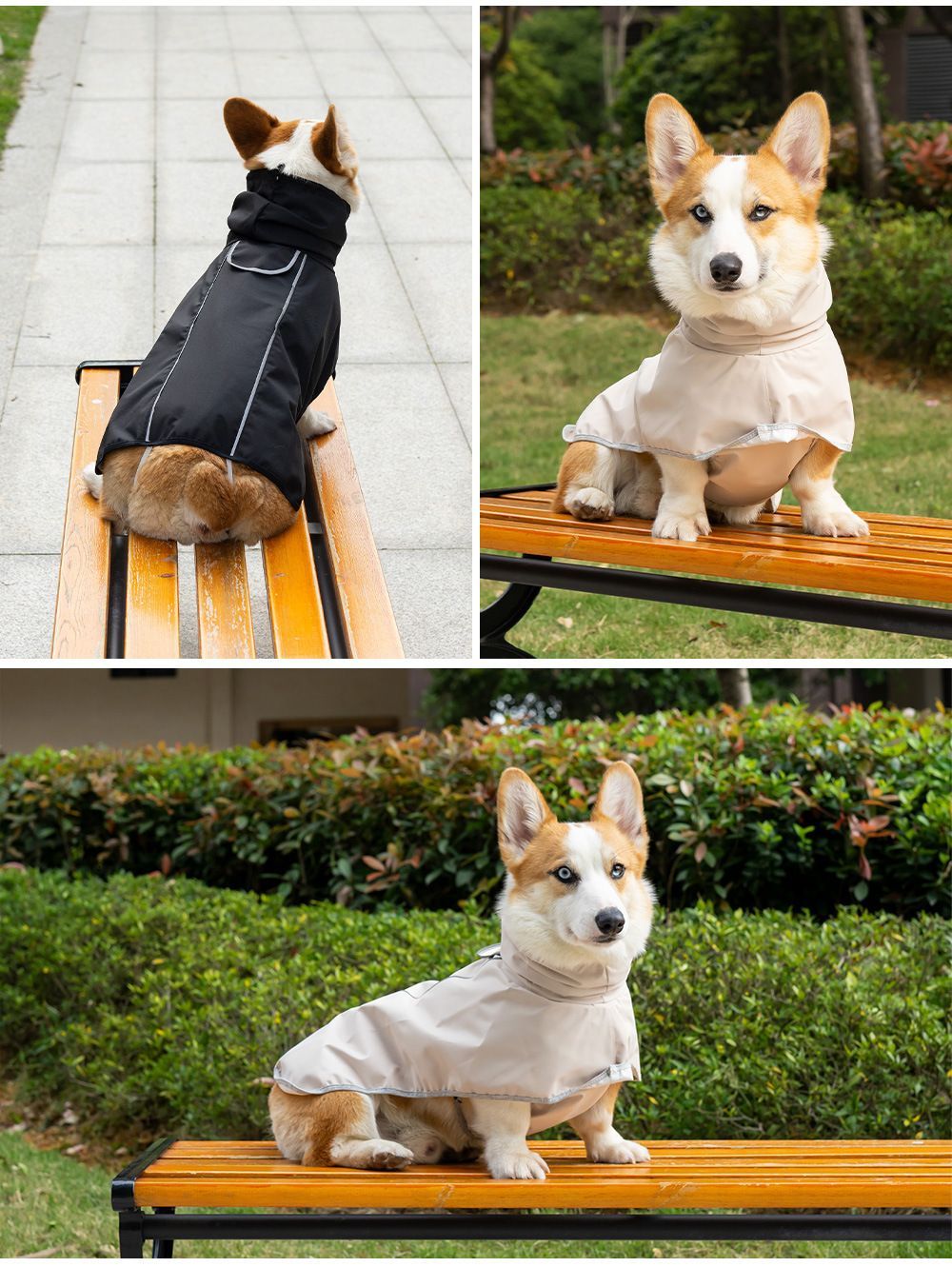 Waterproof Dog Poncho Reflective Dog Cape Dog Rainwear Pet Waterproof Clothing - Black - Size 2XL-8-12kg