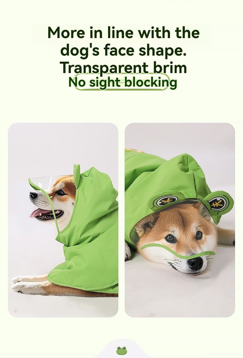 Dog Raincoat Shiba Inu Raincoat Corgi Raincoat Frog-Themed Dog Clothing - Green - Size M-12-15kg