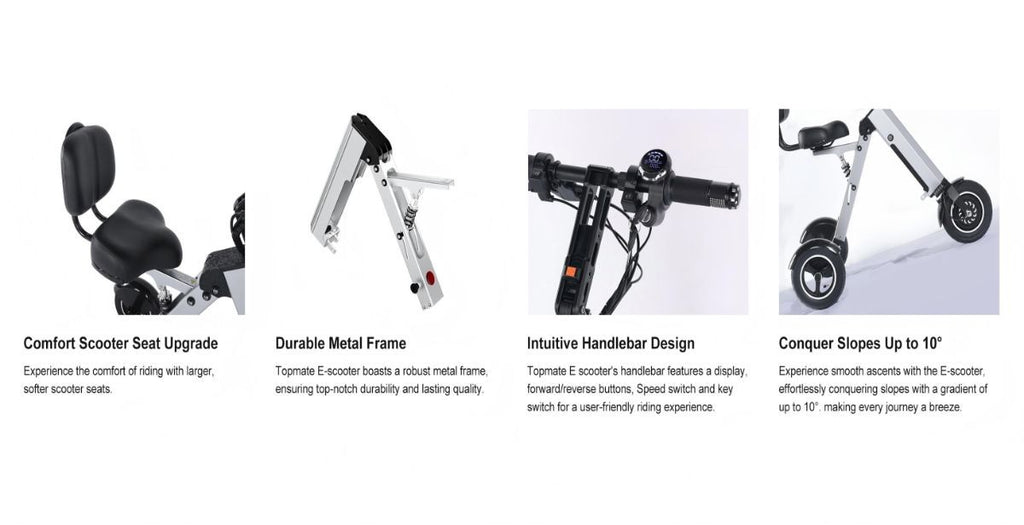 Foldable Electric Tricycle Lightweight Electric Scooter Home Electric Mobility - Silver - Size 36V8A250W