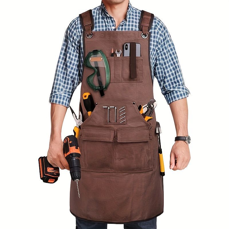 Waterproof Apron Utility Apron Work Apron Industrial Apron Tool Storage Apron - Black - Size regular