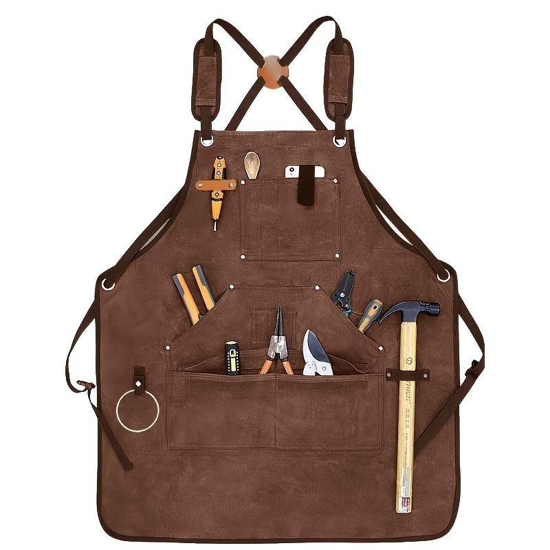 Waterproof Apron Utility Apron Work Apron Industrial Apron Tool Storage Apron - Mocha - Size regular
