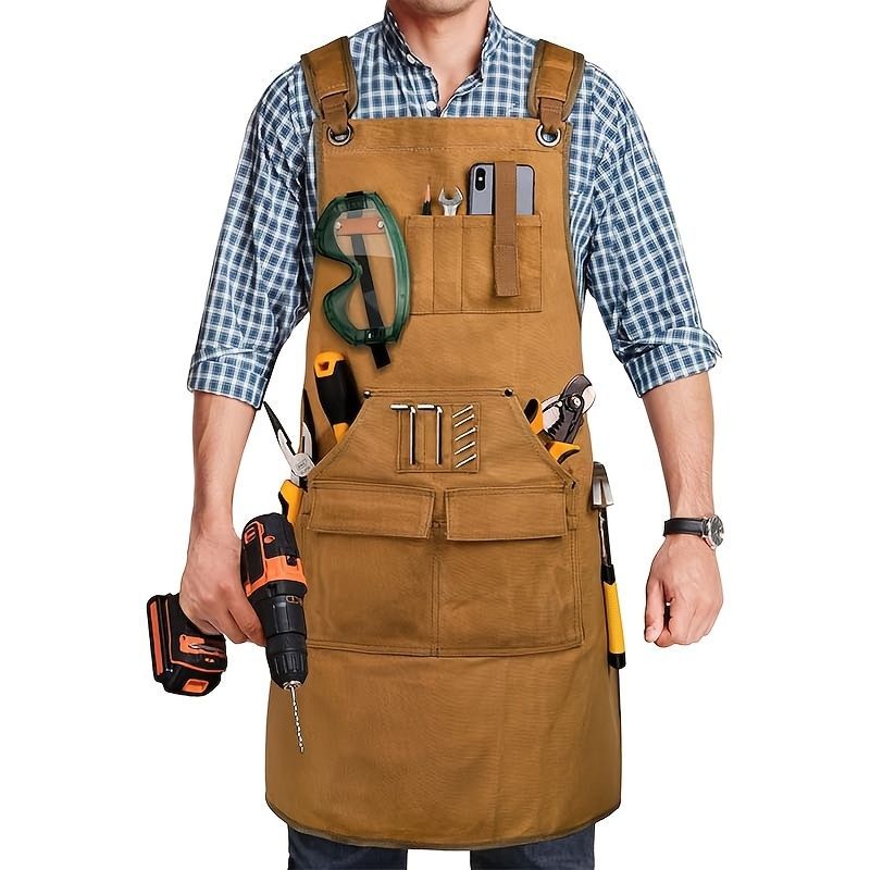 Waterproof Apron Utility Apron Work Apron Industrial Apron Tool Storage Apron - Black - Size regular