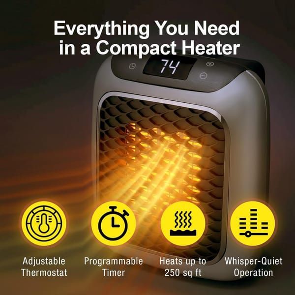 Wall Mounted Mini Electric Fan Heater Fast Heating Home Office AU Plug Grey