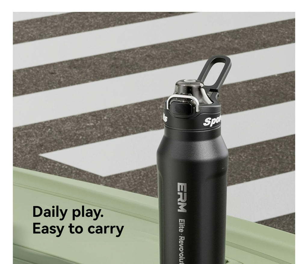 Black insulated water bottle, sports bottle 1000ml, 316 stainless steel bottle, one-click water bottle, gym water bottle Australia, BPA-free bottle, vacuum insulated, leak-proof water bottle