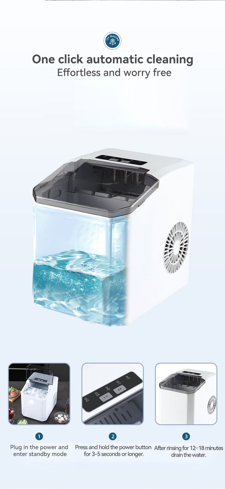 mini ice maker, household ice maker, portable ice maker, desktop ice maker, automatic ice maker, smart ice maker, bullet ice maker, dormitory ice maker, Australia, summer, small appliance, countertop ice machine - White - Size Australian Standard