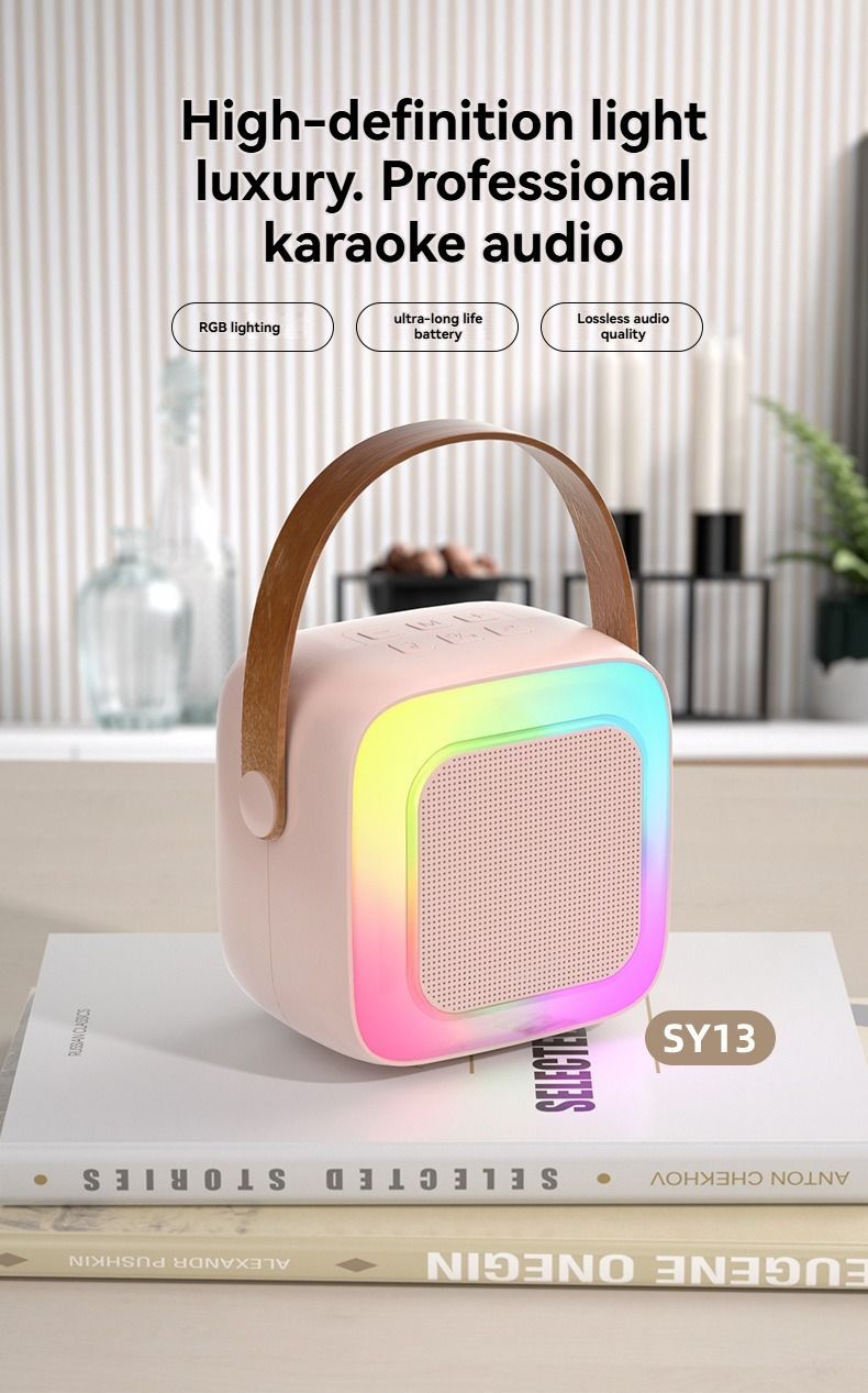 portable wireless karaoke speaker, Bluetooth 5.3 speaker, home KTV, wireless microphone, mini karaoke speaker, 10W speaker, Type-C charging, portable party speaker, Australia wireless speaker - Blue - Size Dual microphones
